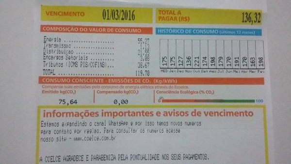 conta de luz taxa