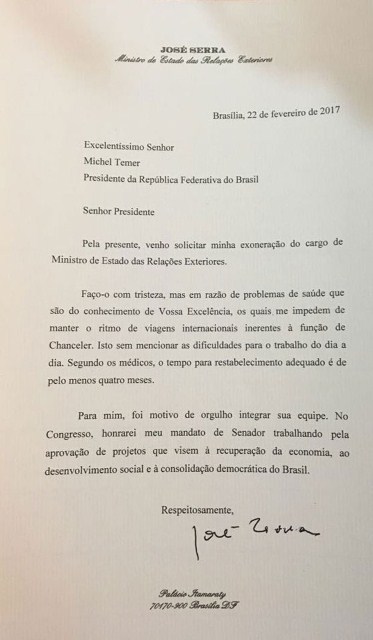 ministro serra oficio